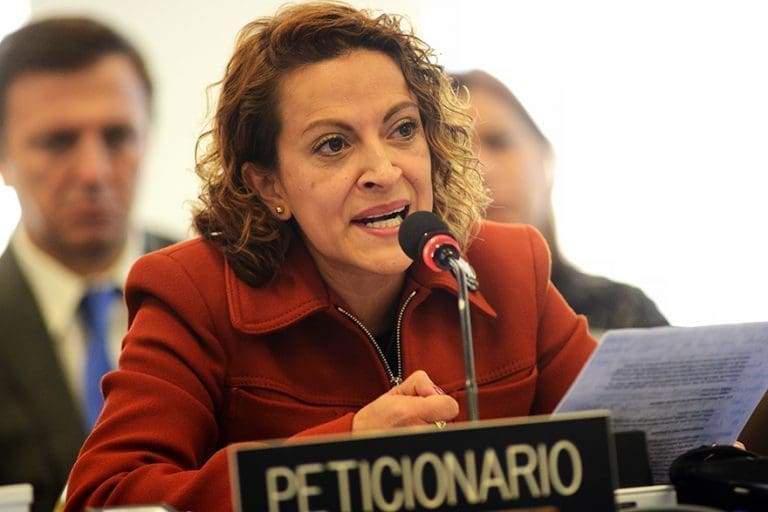 Jineth Bedoya as petitioner in the 157th Ordinary Period of Sessions of the Inter-American Commission on Human Rights.