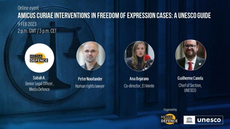 UNESCO & Media Defence Webinar